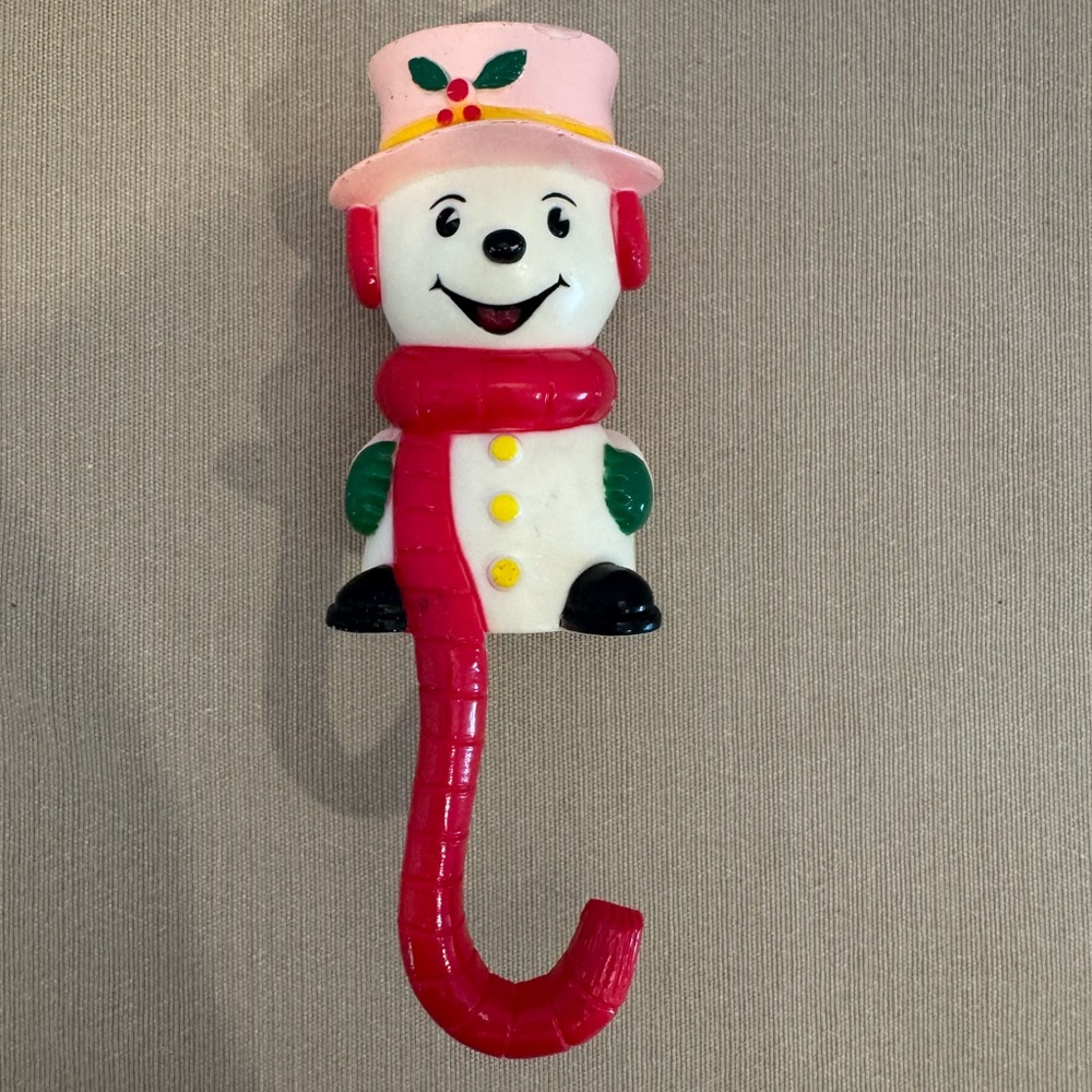 Vintage Sun Hill Indust. Snowman Christmas Stocking Hanger 1982 Hard Plastic